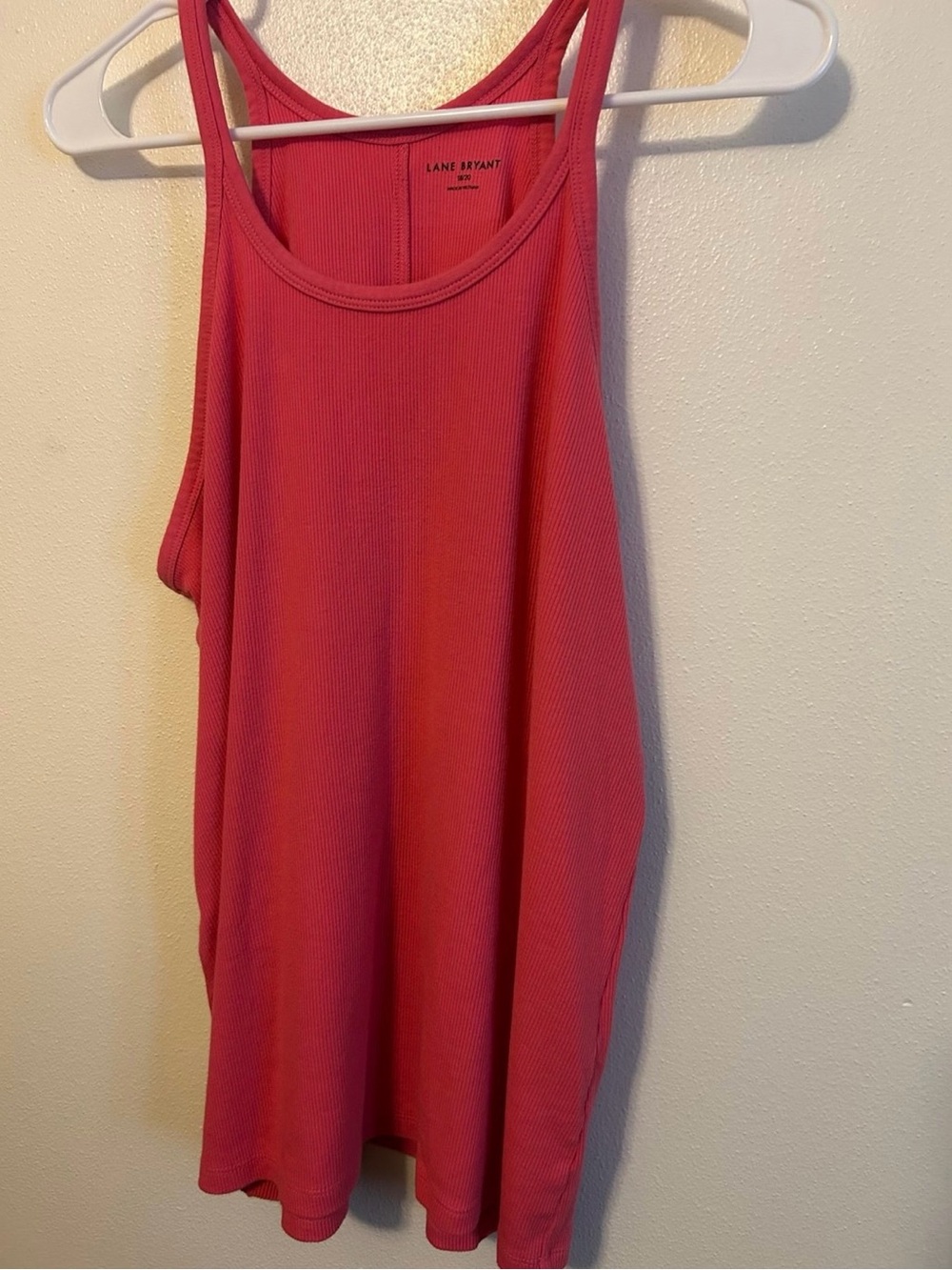 Lane Bryant Coral-Pink Ribbed Racerback Tank
